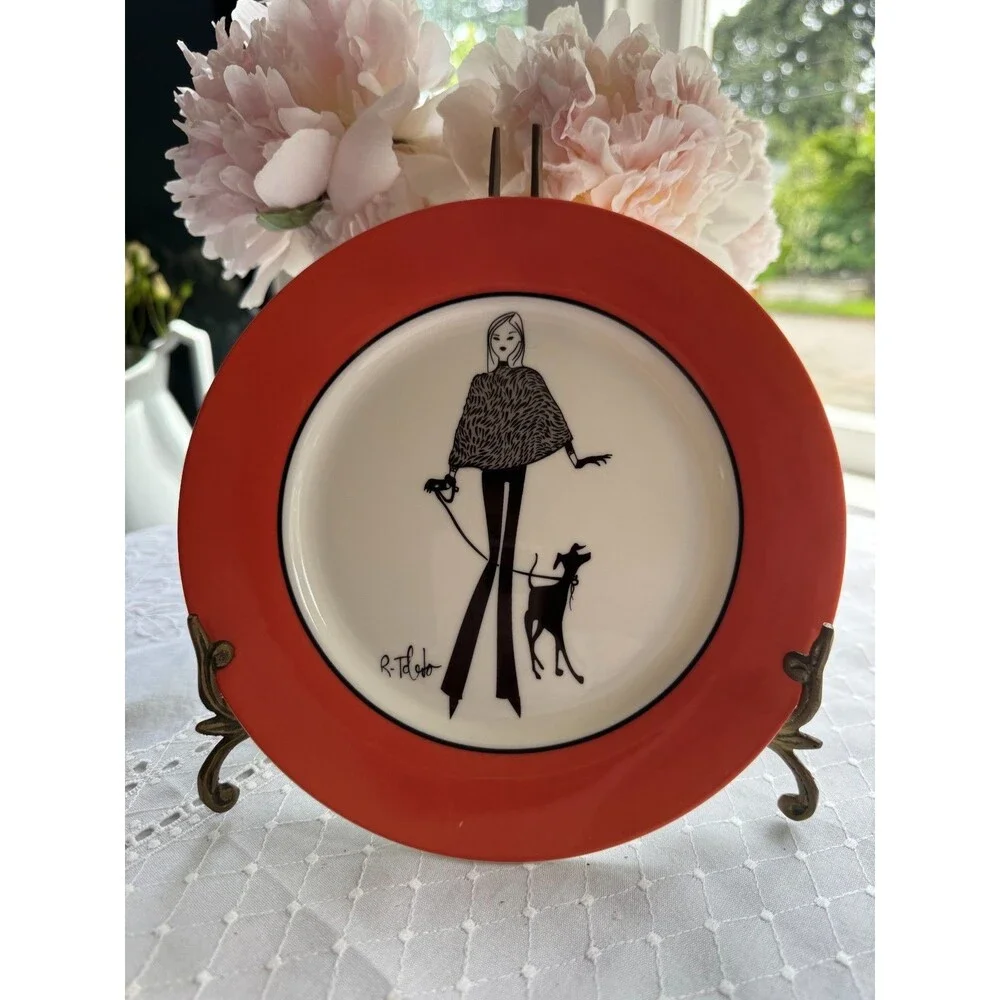 Ruben Toledo Nordstrom Designer Limited Ed 2002 Set 4 Orange Fashion Plates